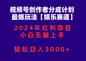 (10214期)视频号创作者分成2024最爆玩法【娱乐赛道】,小白无脑上手,轻松日入3000+-副业淘金网