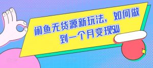 闲鱼无货源新玩法,如何做到一个月变现5W-副业淘金网