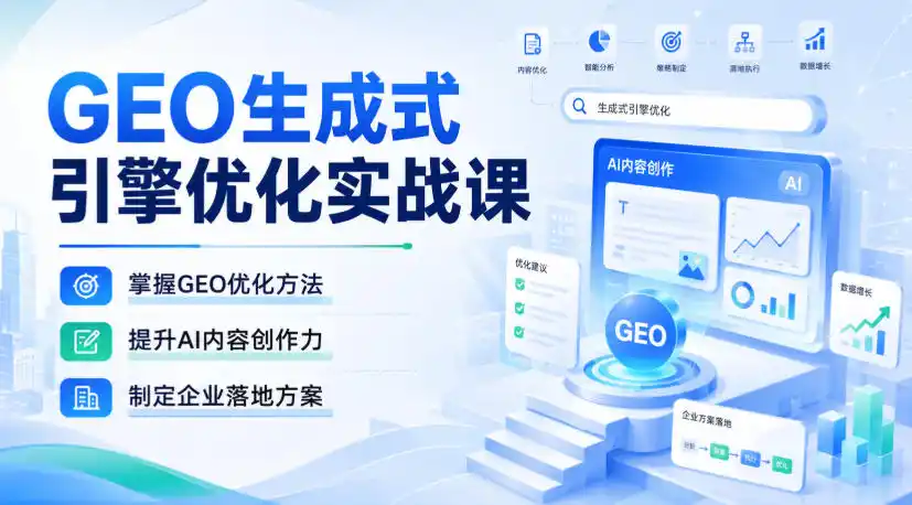 GEO生成式引擎优化实战课，掌握GEO优化方法，提升AI内容创作力，制定企业落地方案-副业淘金网