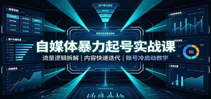 自媒体暴力起号实战课：流量逻辑拆解，内容快速迭代，账号冷启动教学-副业淘金网
