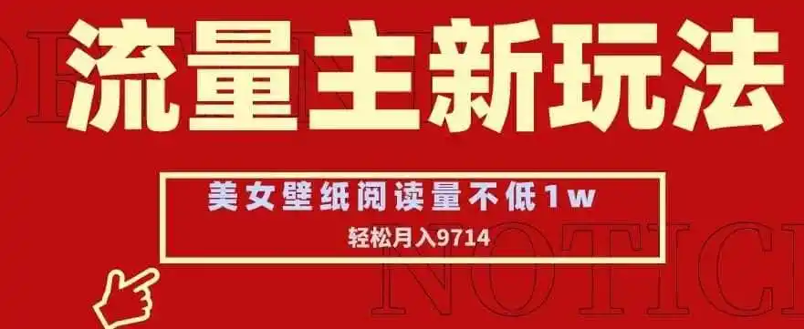 流量主新玩法，美女壁纸和头像，阅读量不低于1w，月入9741【揭秘】-副业淘金网