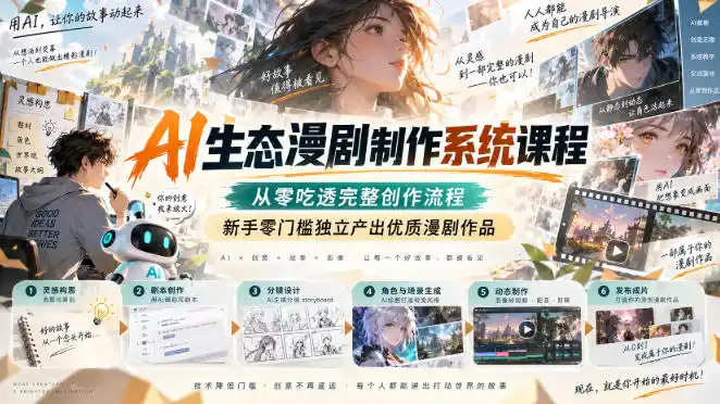 AI生态漫剧制作系统课程，从零吃透完整创作流程，新手零门槛独立产出优质漫剧作品-副业淘金网