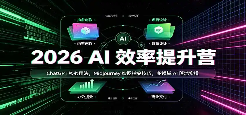 2026 AI效率提升营：ChatGPT核心用法，Midjourney绘图指令技巧，多领域AI落地实操-副业淘金网