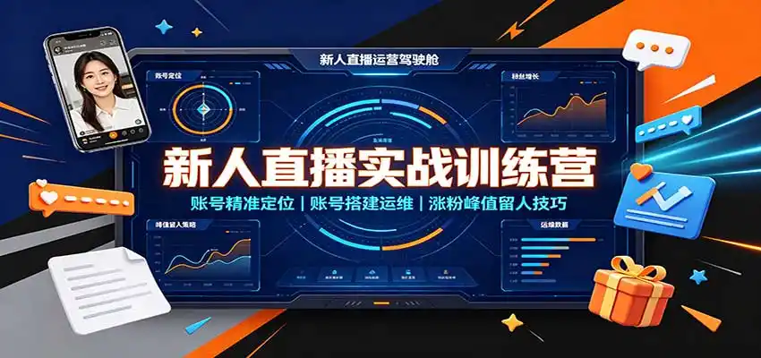 新人直播实战训练营：账号精准定位，账号搭建运维，涨粉峰值留人技巧-副业淘金网