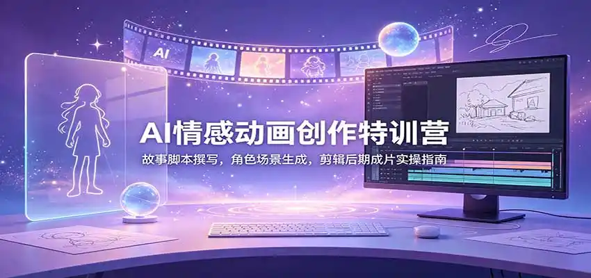 AI情感动画创作特训营：故事脚本撰写，角色场景生成，剪辑后期成片实操指南-副业淘金网