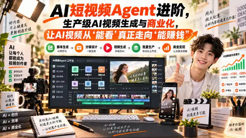 AI短视频Agent进阶，生产级AI视频生成与商业化，让AI视频从”能看”真正走向”能賺钱”-副业淘金网