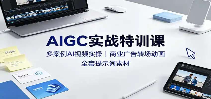 AIGC实战特训课：多案例AI视频实操，商业广告转场动画，全套提示词素材-副业淘金网