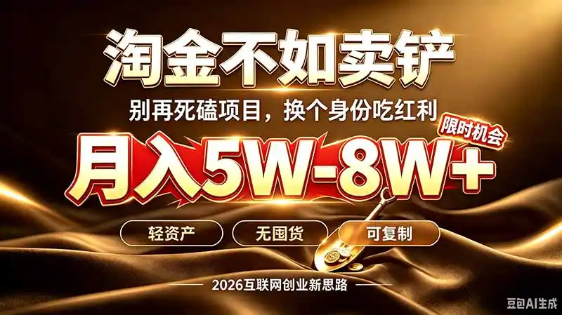 别再傻乎乎埋头跑项目！互联网真正赚钱逻辑：做卖铲人，拒绝当韭菜，逆风翻盘月入5-8W+-副业淘金网
