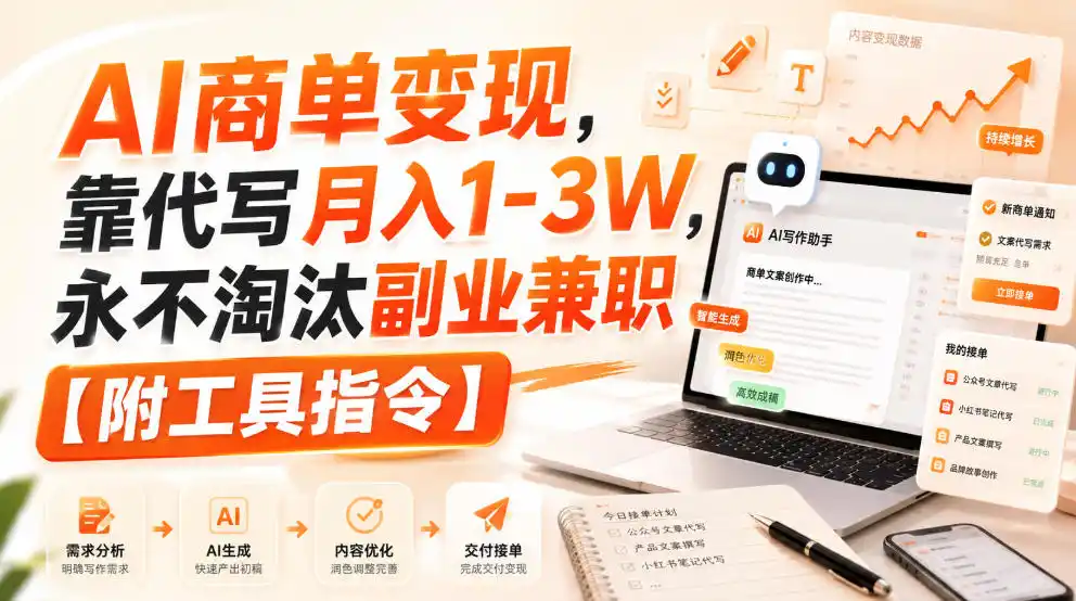 AI商单变现，靠代写月入1-3W，永不淘汰副业兼职【附工具指令】【揭秘】-副业淘金网