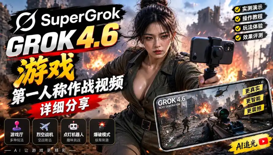 Grok 4.6也能做游戏？第一人称作战视频实测｜玩法详细讲解-副业淘金网