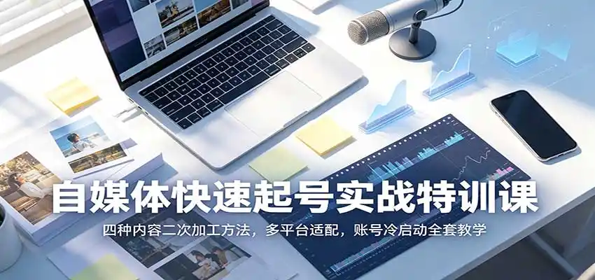 自媒体快速起号实战特训课：四种内容二次加工方法，多平台适配，账号冷启动全套教学-副业淘金网