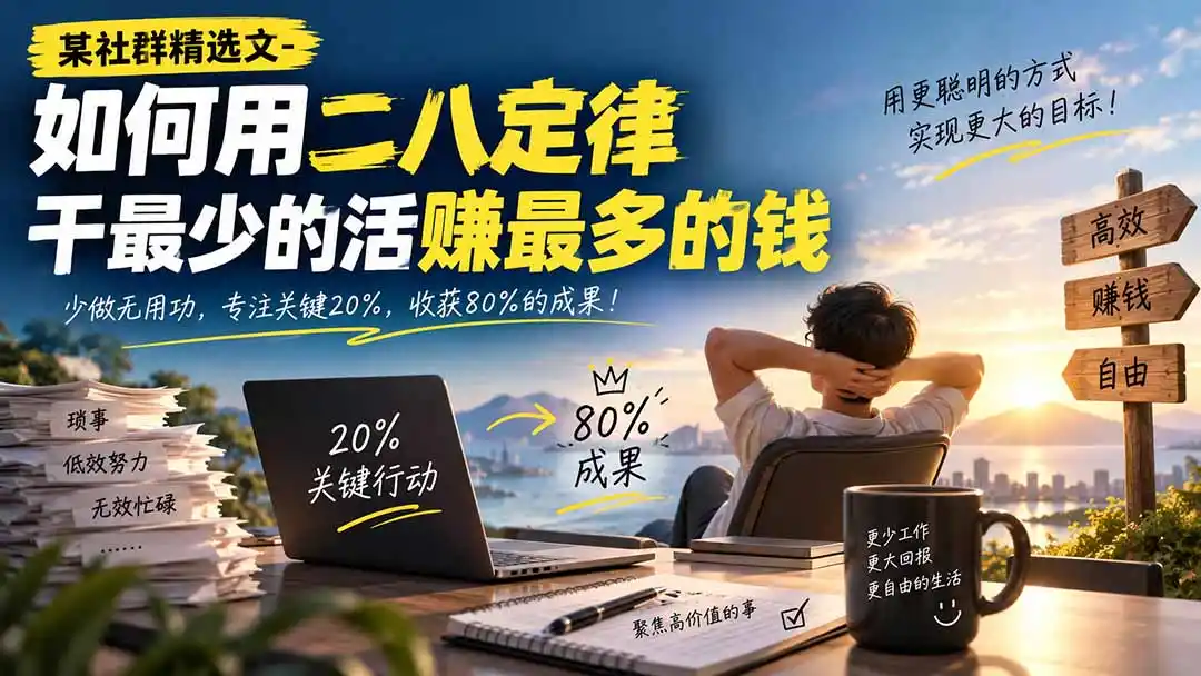 某社群精选文-如何用二八定律干最少的活赚最多的钱-副业淘金网