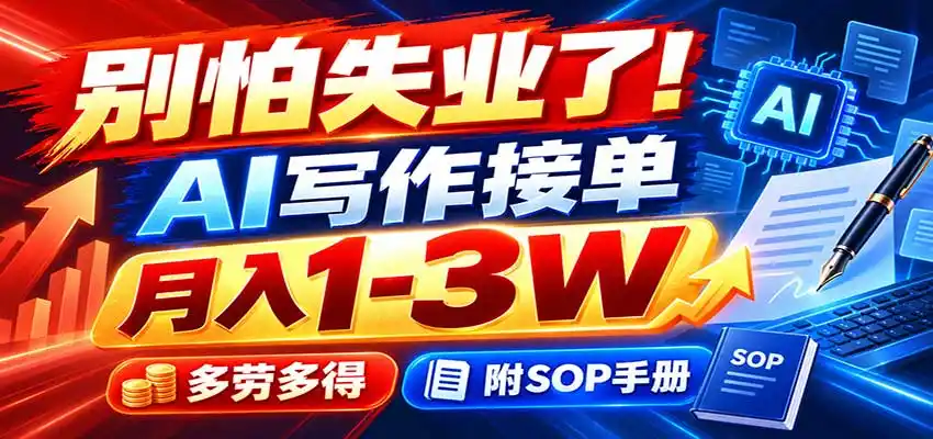 别怕失业了！AI写作接单月入1-3W，多劳多得，附SOP手册-副业淘金网