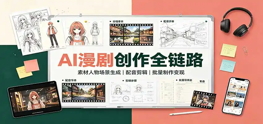 AI漫剧创作全链路：素材人物场景生成，配音剪辑，批量制作变现-副业淘金网