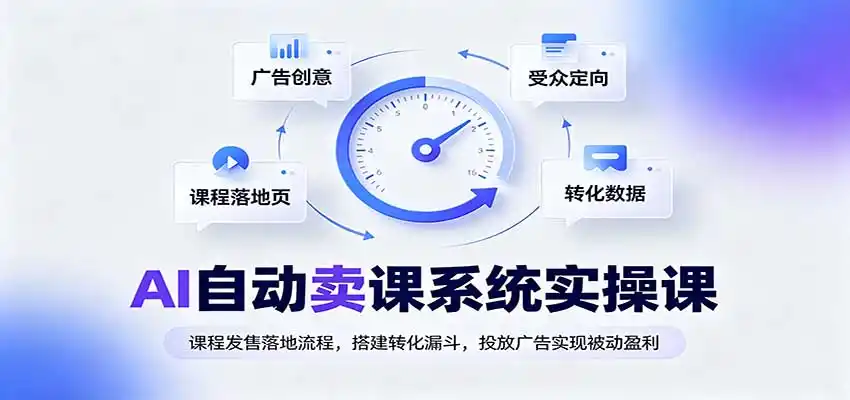 AI自动卖课系统实操课：课程发售落地流程，搭建转化漏斗，投放广告实现被动盈利-副业淘金网
