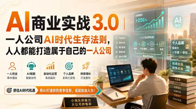 AI商业实战3.0｜一人公司AI时代生存法则，人人都能打造属于自己的一人公司-副业淘金网