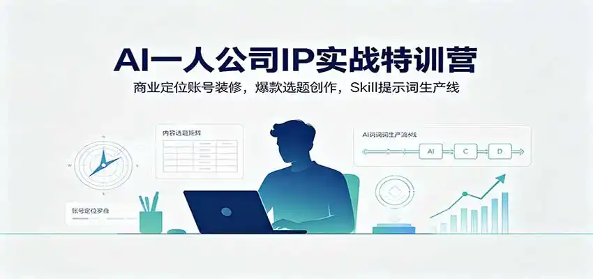 AI一人公司IP实战特训营：商业定位账号装修，爆款选题创作，Skill提示词生产线-副业淘金网