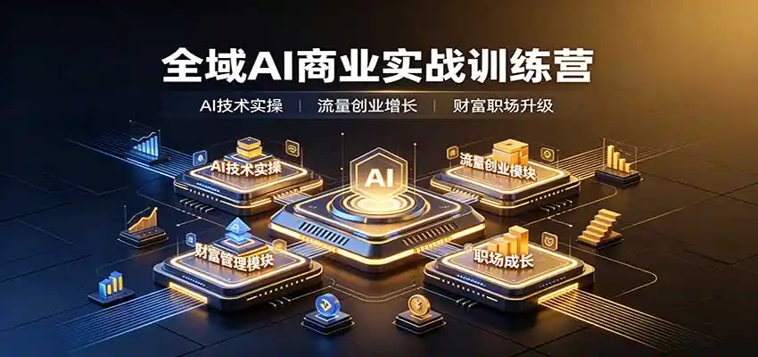 全域AI商业实战训练营：涵盖AI技术实操、流量创业、财富管理与职场成长全体系内容-副业淘金网