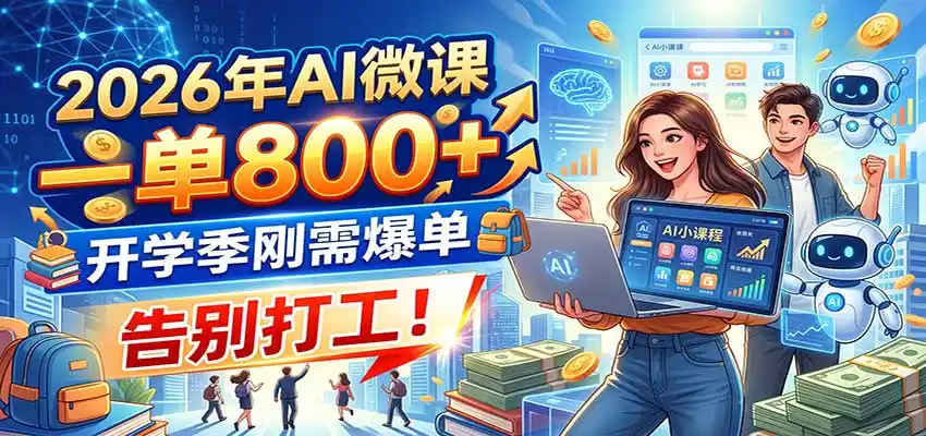 2026年AI微课，一单800+，开学季刚需爆单，告别打工！-副业淘金网
