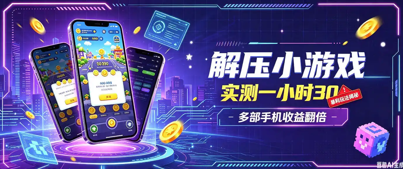 小游戏全流程玩法，实测一小时搞30，简单无脑解压，当天做当天就能看到进账，直接冲就行【揭秘】-副业淘金网