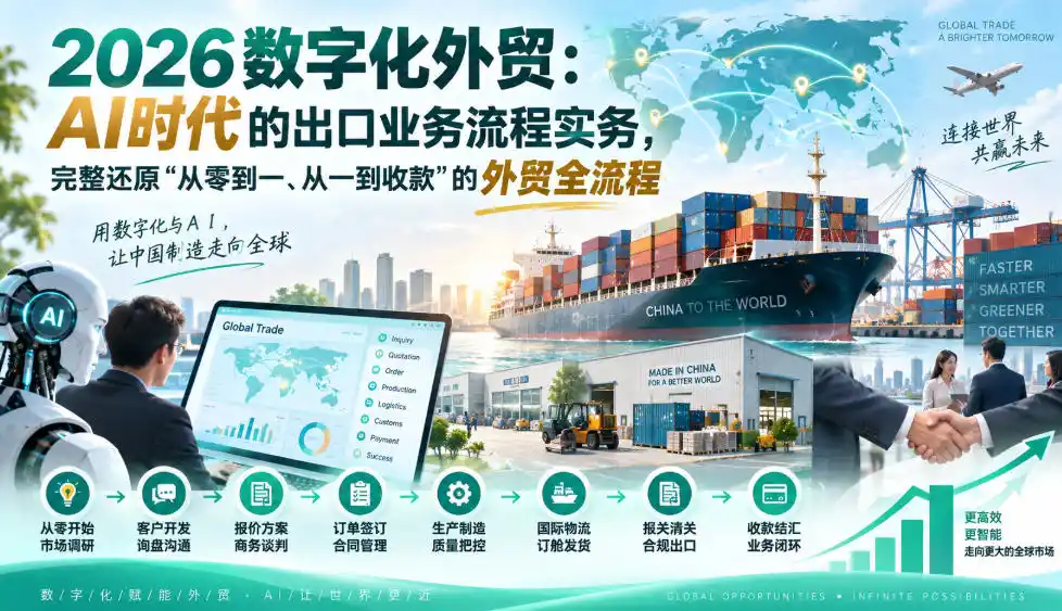 2026数字化外贸：AI时代的出口业务流程实务，完整还原”从零到一、从一到收款”的外贸全流程-副业淘金网