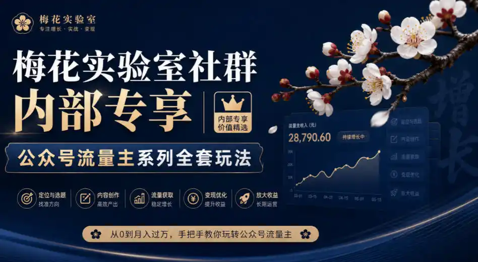 梅花实验室社群内部专享-公众号流量主系列全套玩法-副业淘金网