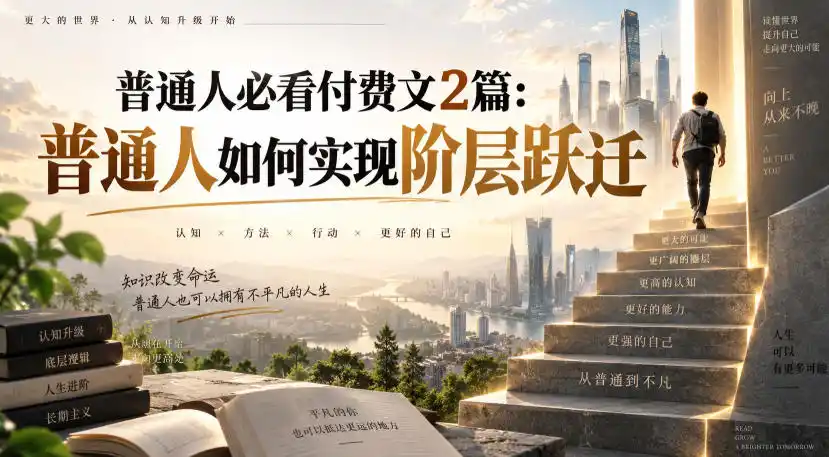 普通人必看付费文2篇：普通人如何实现阶层跃迁-副业淘金网