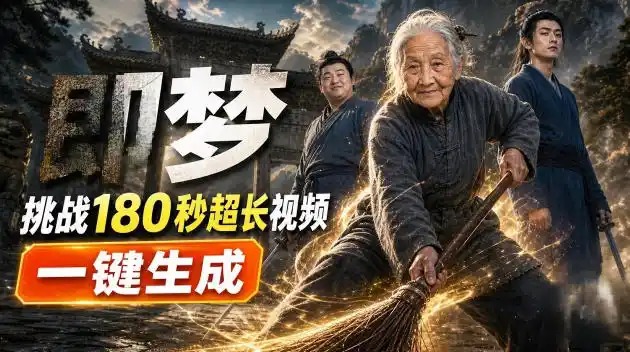 即梦挑战180秒超长视频！一键生成3分钟电影？完整制作流程详细分享！-副业淘金网