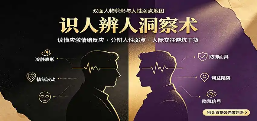 识人辨人终极心法：读懂应激情绪反应，分辨人性弱点，人际交往避坑干货-副业淘金网