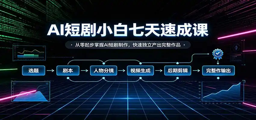 AI短剧小白七天速成课:从零起步掌握AI短剧制作,快速独立产出完整作品-副业淘金网