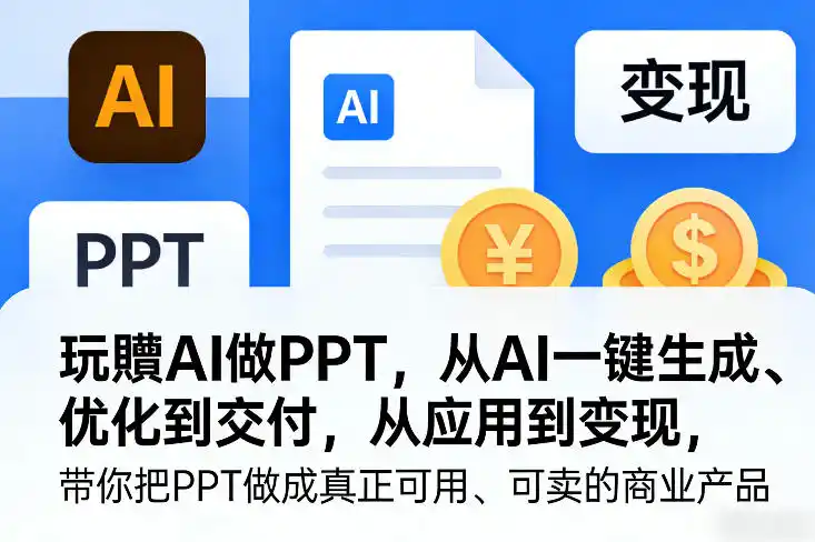 玩賺AI做PPT，从AI一键生成、优化到交付，从应用到变现，带你把PPT做成真正可用、可卖的商业产品(更新0904)-副业淘金网