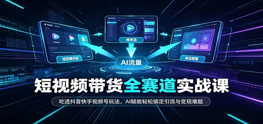 短视频带货全赛道：吃透抖音快手视频号玩法，AI赋能轻松搞定引流与变现难题-副业淘金网