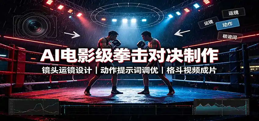 AI电影级拳击对决制作：镜头运镜设计，动作提示词调优，格斗视频成片-副业淘金网