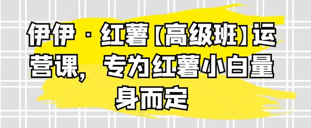 伊伊·红薯【高级班】运营课，专为红薯小白量身而定-副业淘金网