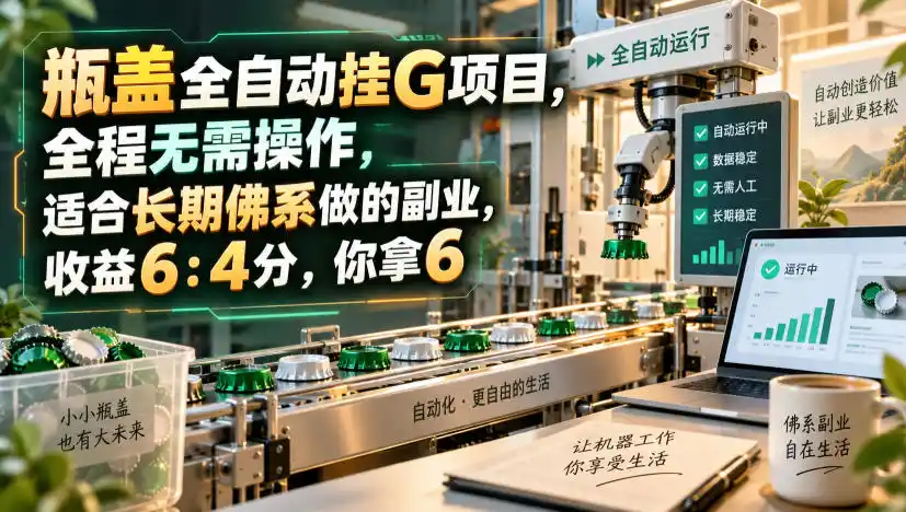 瓶盖全自动挂G项目，全程无需操作，适合长期佛系做的副业，收益6：4分，你拿6【揭秘】-副业淘金网