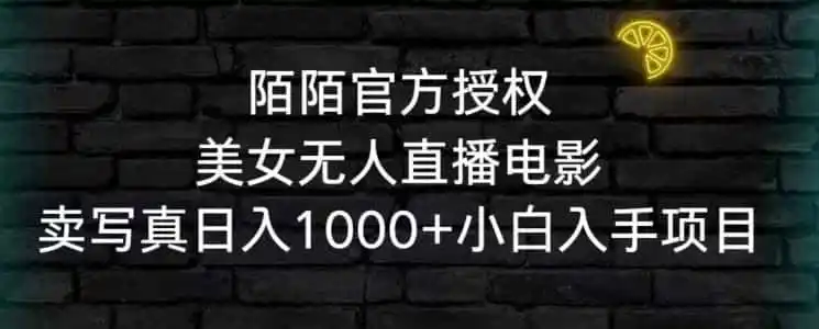 陌陌官方授权美女无人直播电影，卖写真日入1000+小白入手项目【揭秘】-副业淘金网