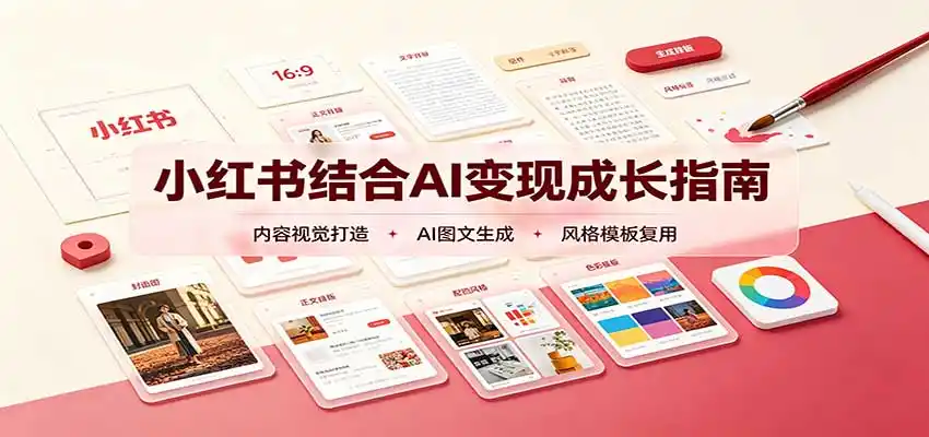 小红书结合AI变现成长指南：账号精准定位，内容视觉打造，搭建可复制流量获客体系-副业淘金网