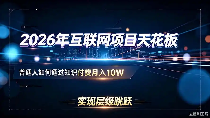 2026年互联网项目天花板：普通人如何通过知识付费月入10W，实现层级跳跃-副业淘金网