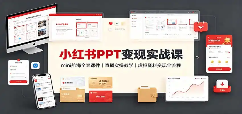 小红书PPT变现实战课：mini航海全套课件+直播实操教学，虚拟资料变现全流程-副业淘金网