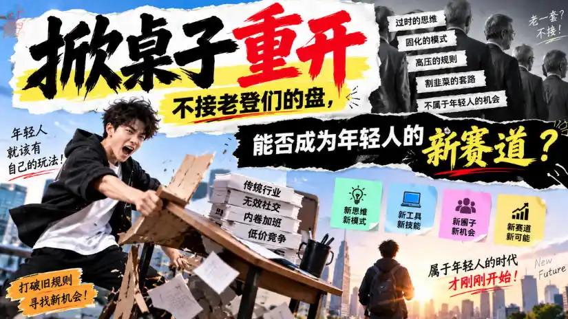 某公众号付费文章：掀桌子重开，不接老登们的盘，能否成为年轻人的新赛道？-副业淘金网